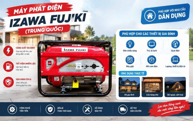 Máy phát điện Izawa Fujiki (Trung Quốc) - Phù hợp với nhu cầu dân dụng