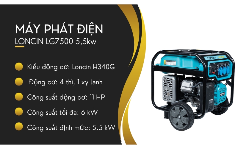 Máy phát điện LONCIN LG7500 5,5kw