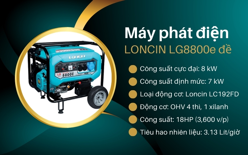 Máy phát điện LONCIN LG8800e đề
