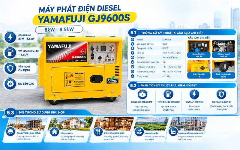 Máy phát điện Yamafuji GJ9600S (8kW - 8.5kW)