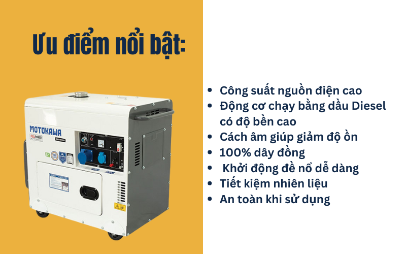 Máy phát điện cách âm MOTOKAWA MDG-8000SE (6.5KW, trắng)