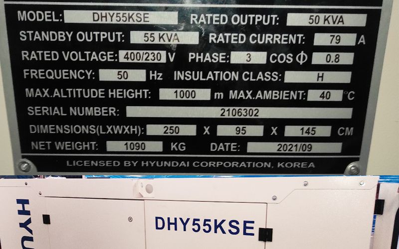 Máy phát điện chạy dầu Hyundai DHY 55KSE (50-55KVA)