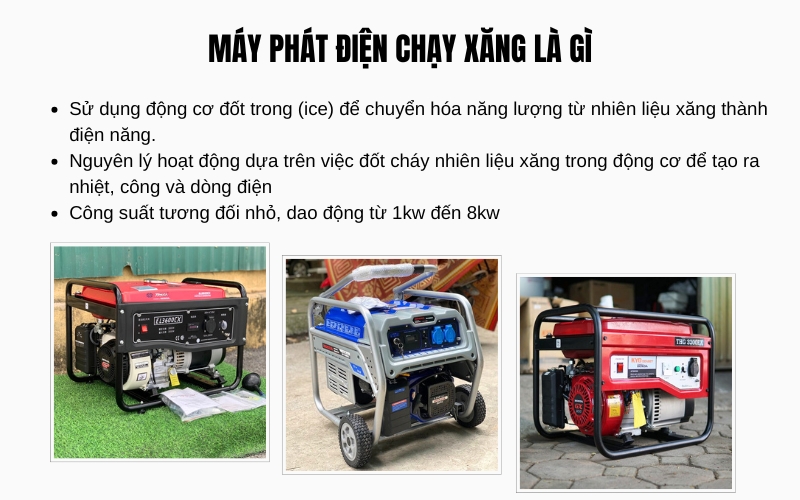 Máy phát điện chạy xăng là gì