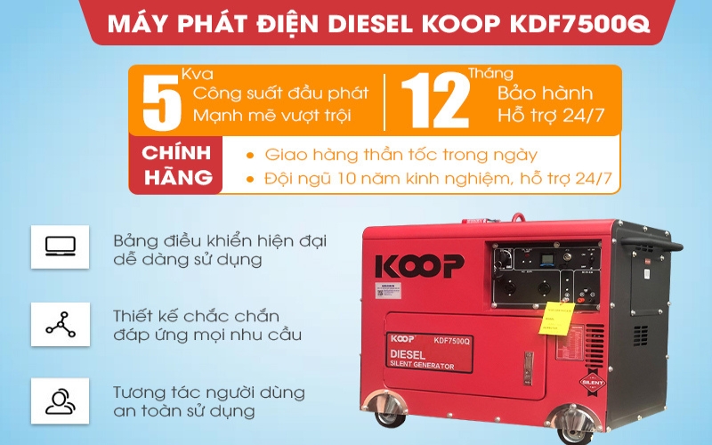 Máy phát điện diesel KOOP KDF7500Q