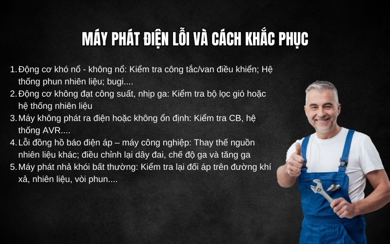 Máy phát điện lỗi và cách khắc phục