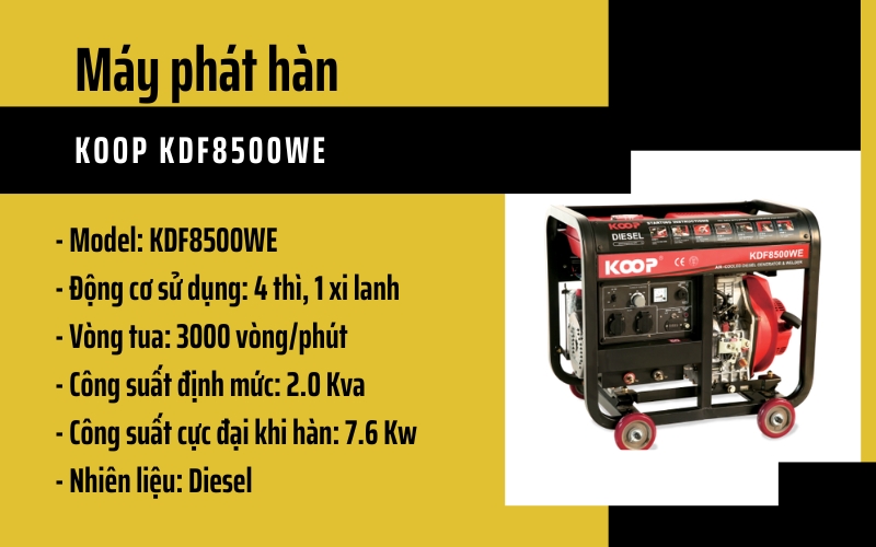 Máy phát hàn KOOP KDF8500WE 