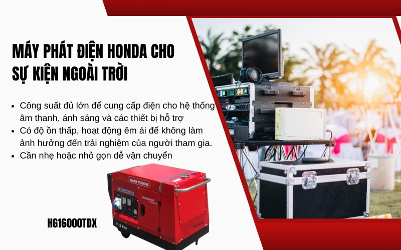 Máy phát honda cho sự kiện ngoài trời
