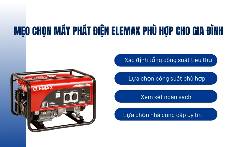 Mẹo chọn máy phát điện Elemax phù hợp cho gia đình