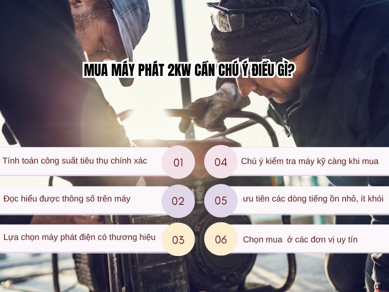 Mua máy phát 2kw cần chú ý điều gì
