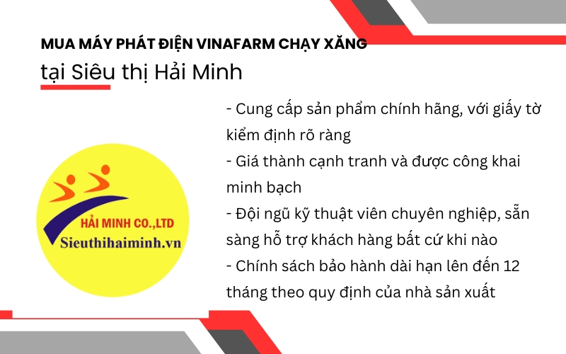Mua máy phát điện Vinafarm chạy xăng tại Siêu thị Hải Minh