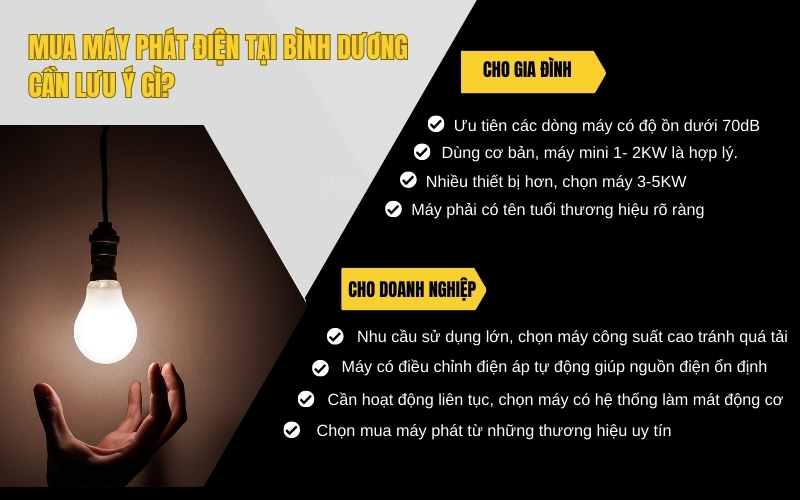  Mua máy phát điện tại Bình Dương cần lưu ý gì