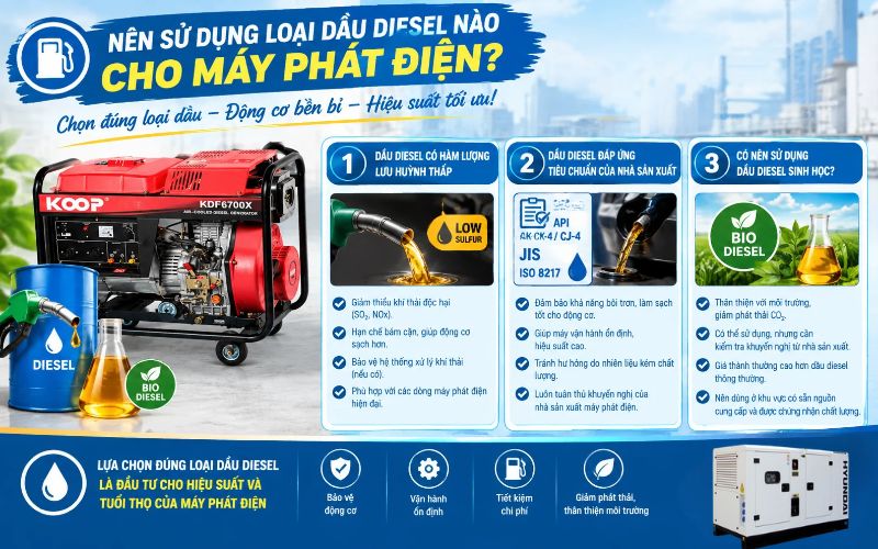Nên sử dụng loại dầu diesel nào cho máy phát điện?