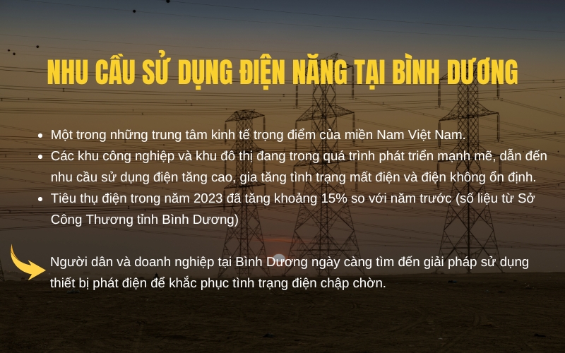 Nhu cầu sử dụng điện năng tại Bình Dương