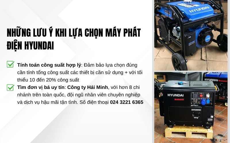 Những lưu ý khi lựa chọn máy phát điện Hyundai