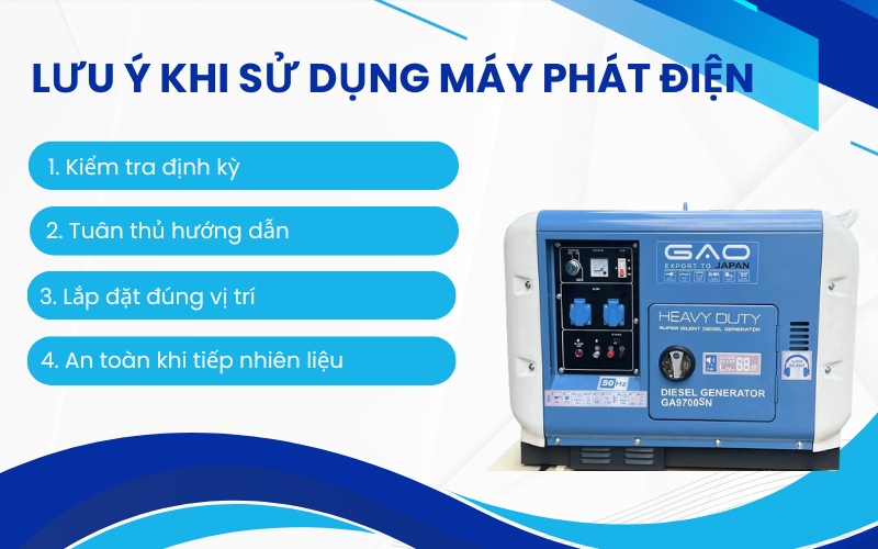Những lưu ý khi sử dụng máy phát điện