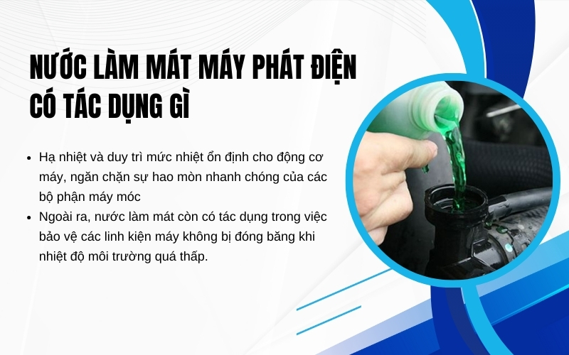 Nước làm mát máy phát điện có tác dụng gì