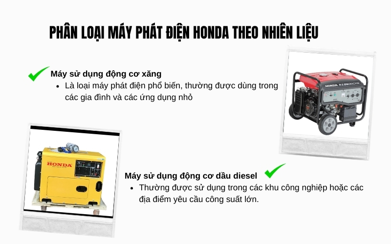 Phân loại máy phát điện Honda