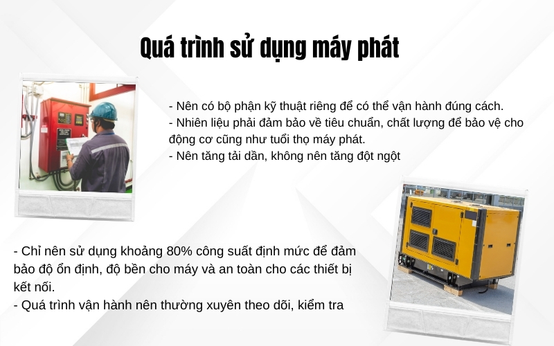 Quá trình sử dụng máy phát