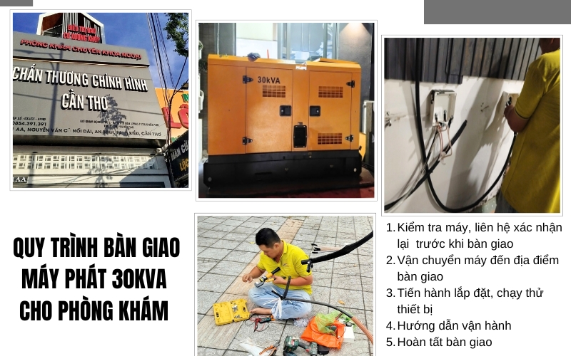 Quy trình bàn giao máy phát điện 30kVA cho phòng khám Ninh Kiều, Cần Thơ