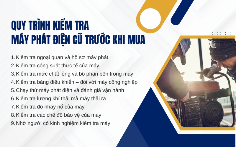 Quy trình kiểm tra máy phát điện cũ trước khi mua