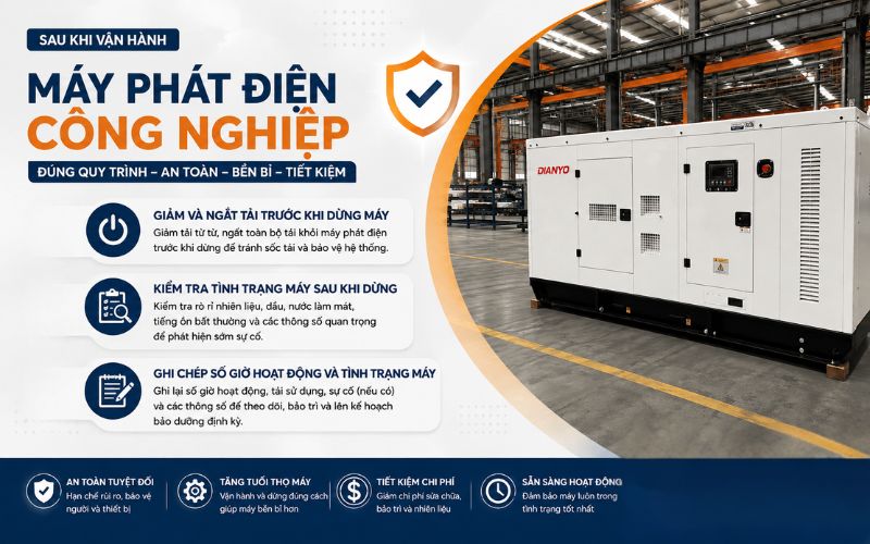 Sau khi vận hành máy phát công nghiệp