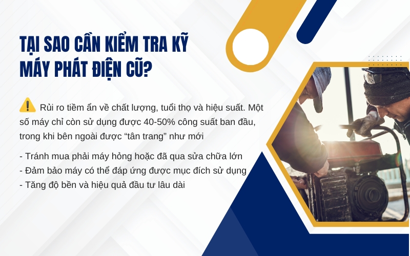 Tại sao cần kiểm tra kỹ máy phát điện cũ