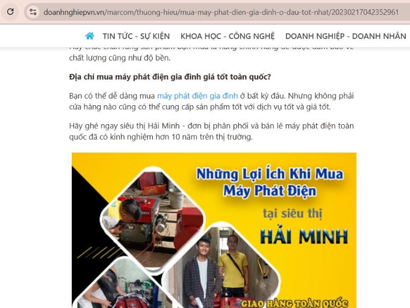 Tại sao chọn máy phát điện của Công ty Hải Minh