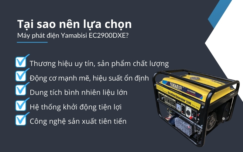 Tại sao nên lựa chọn Máy phát điện Yamabisi EC2900DXE?