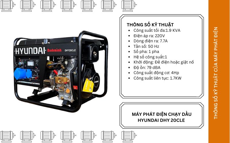 Máy phát điện chạy dầu Hyundai DHY 20CLE 