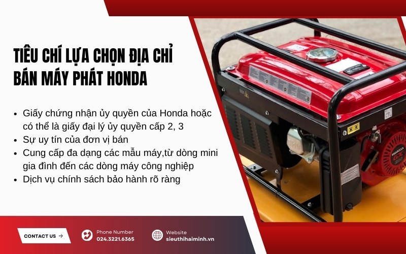 Tiêu chí lựa chọn địa chỉ bán máy phát Honda chính Hãng
