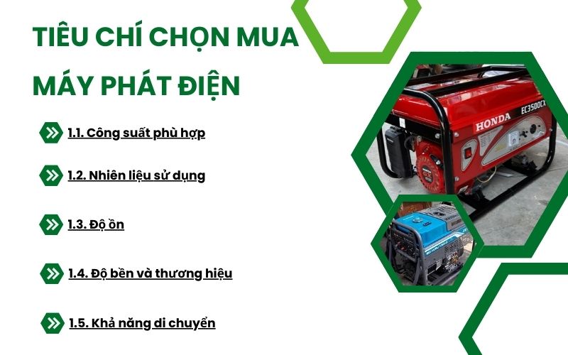 Tiêu chí xem xét khi chọn mua máy phát điện