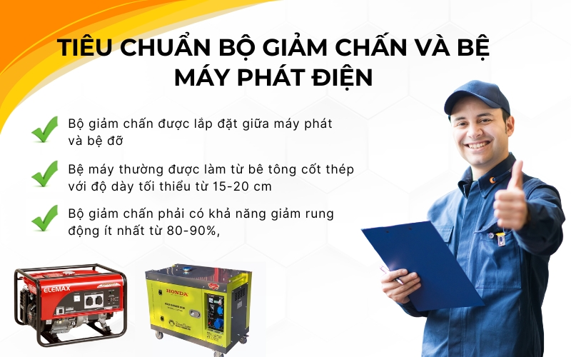 tiêu chuẩn bộ giảm chấn khi lắp máy phát điện