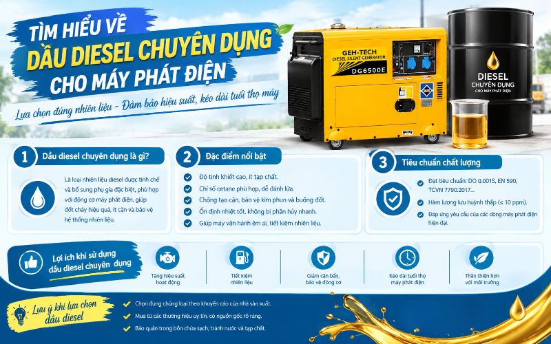Tìm hiểu về dầu diesel chuyên dụng cho máy phát điện