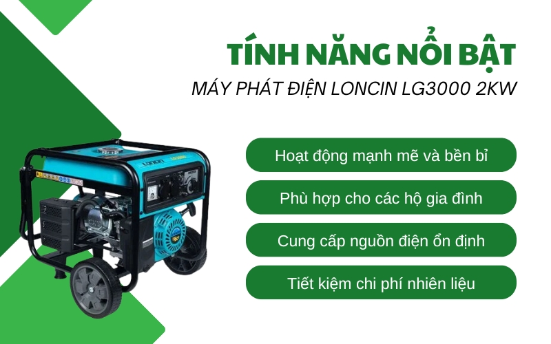 Tính năng nổi bật của Máy phát điện LONCIN LG3000 2kw