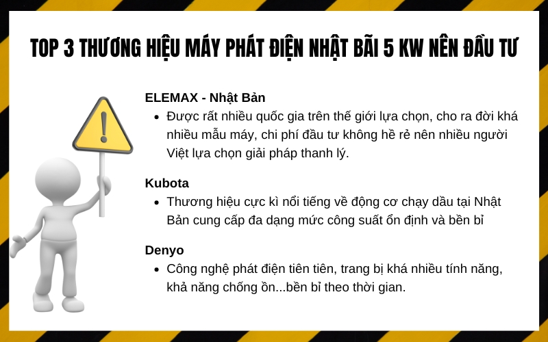 Top 3 thương hiệu máy phát điện Nhật Bãi 5 kw nên đầu tư