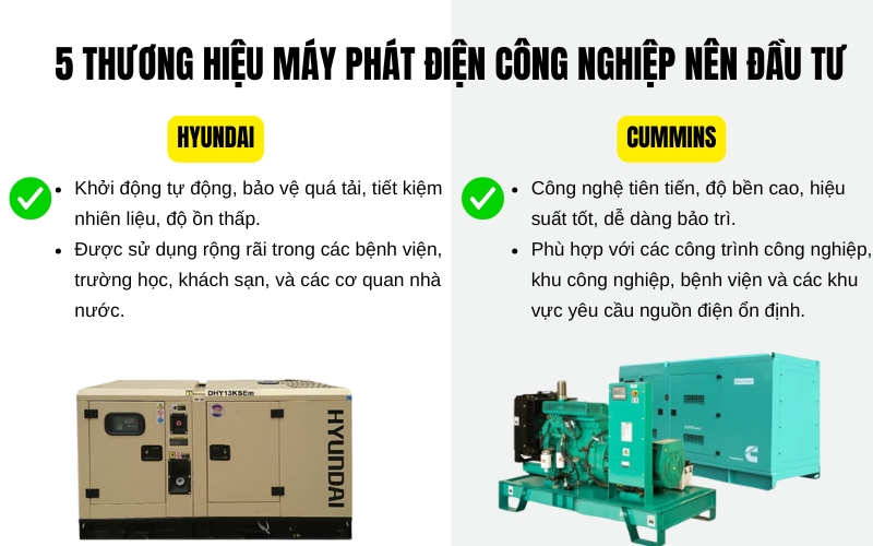 Top 5 thương hiệu máy phát điện công nghiệp nên đầu tư