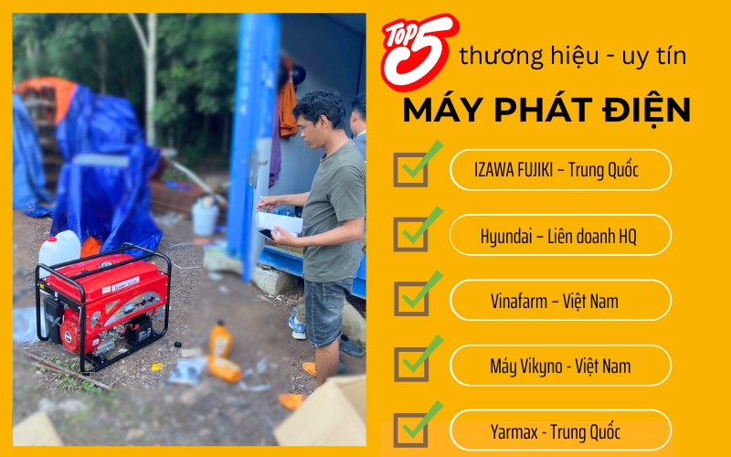 top 5 thương hiệu máy phát điện uy tín giá rẻ