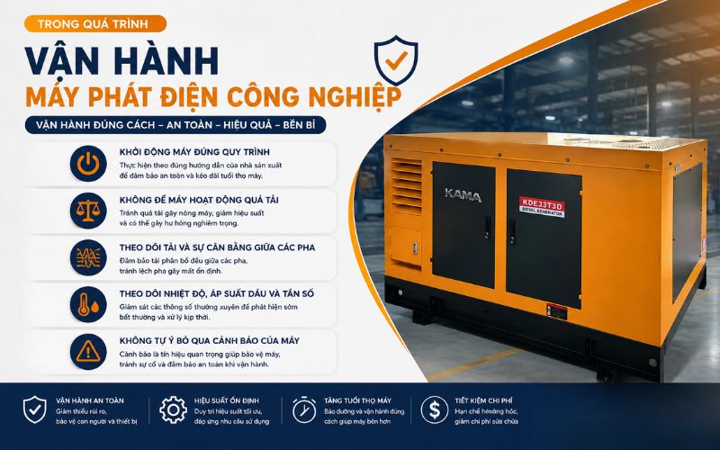 Trong quá trình vận hành máy phát điện công nghiệp