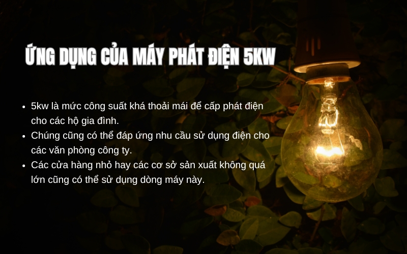 Ứng dụng của máy phát điện 5kw