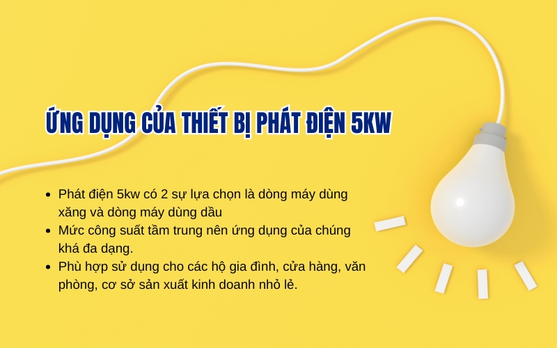 Ứng dụng của thiết bị phát điện 5kw
