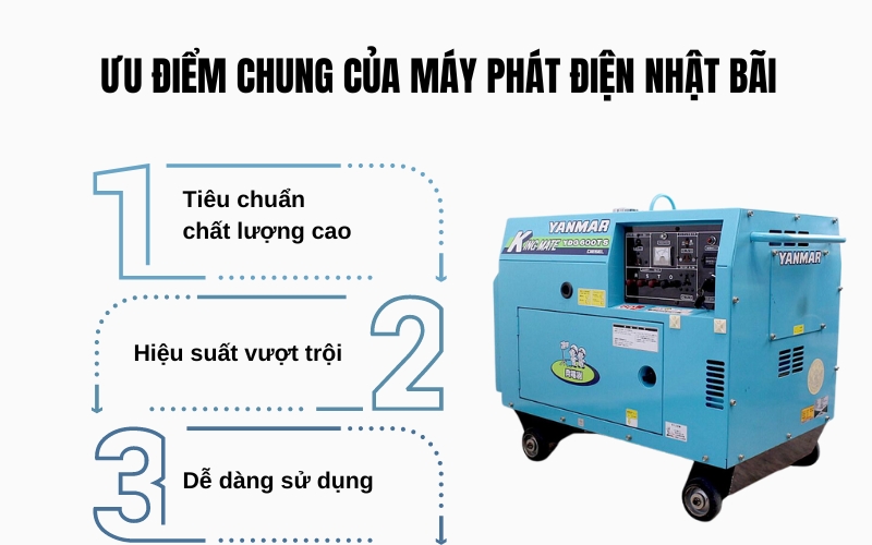 Ưu điểm chung của máy phát điện Nhật Bãi