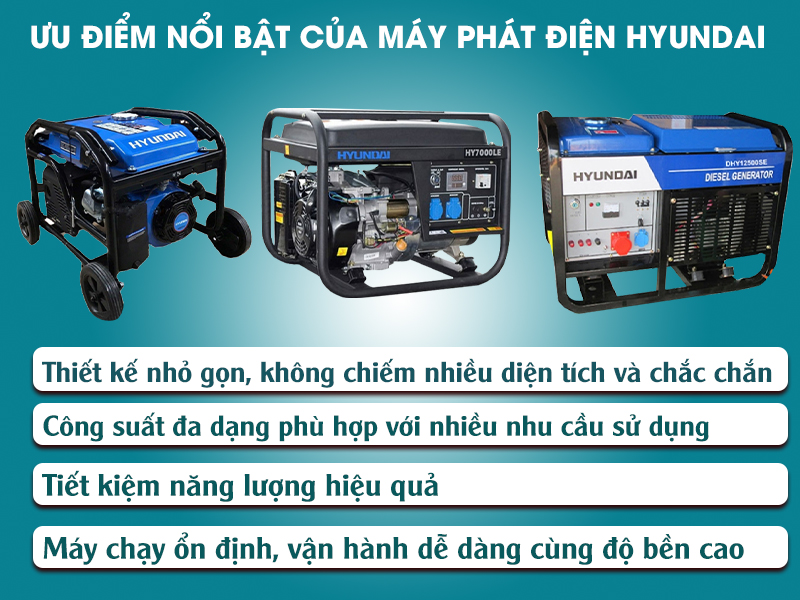 Ưu điểm của dòng máy phát điện Hyundai