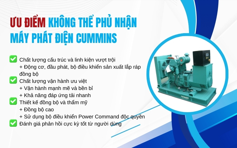 Ưu điểm không thể phủ nhận máy phát điện Cummins