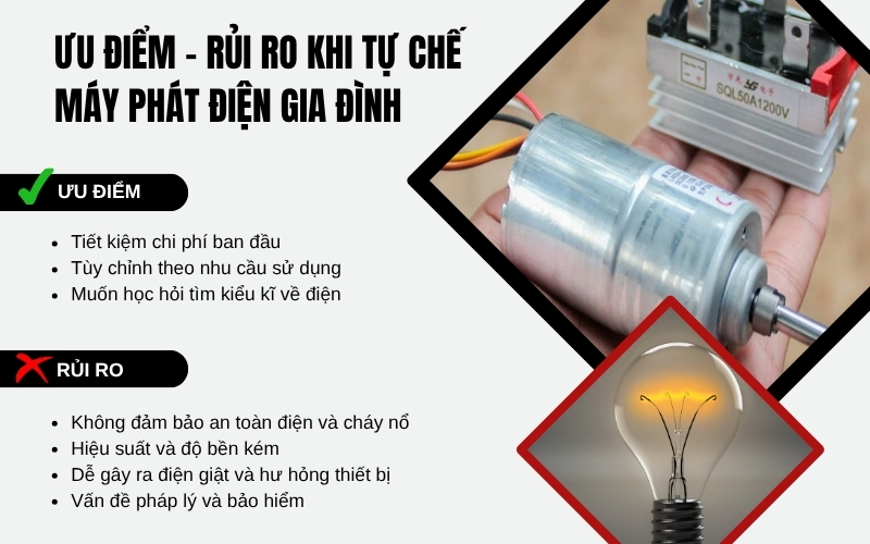 Ưu điểm rủi ro khi tự chế máy phát điện gia đình