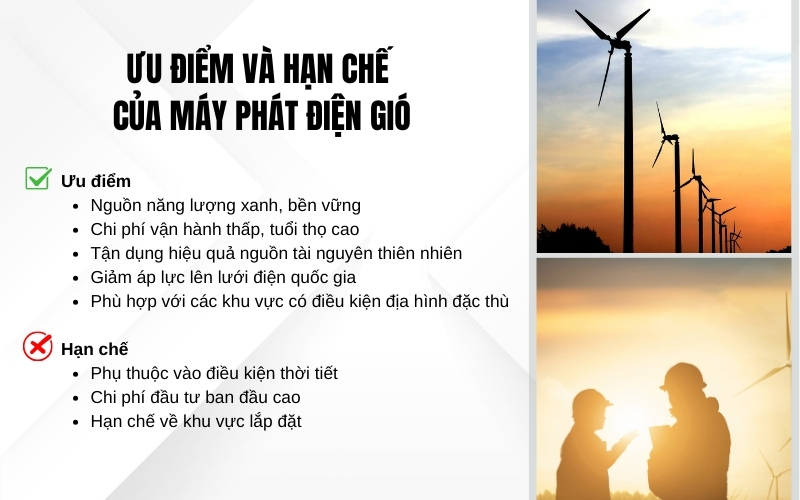 Ưu điểm và hạn chế của máy phát điện gió