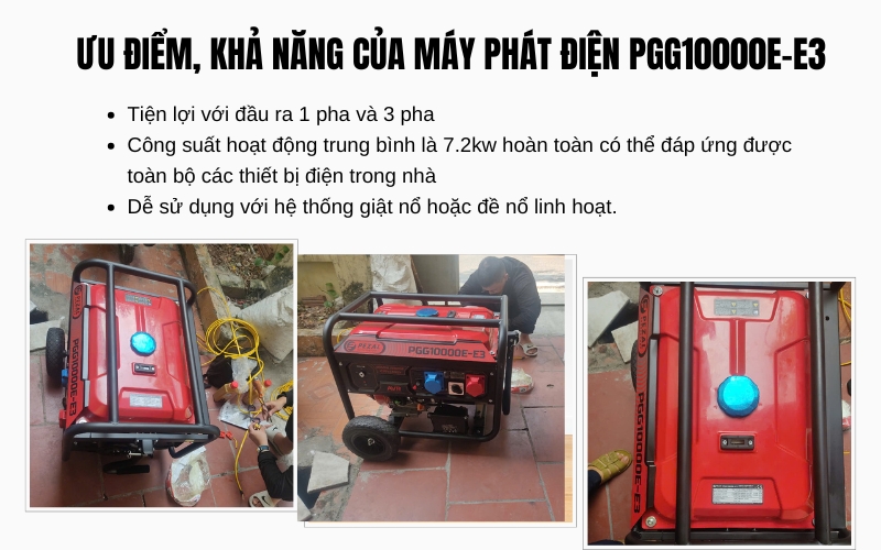 Ưu điểm và khả năng của máy phát điện Pezal PGG10000E-E3