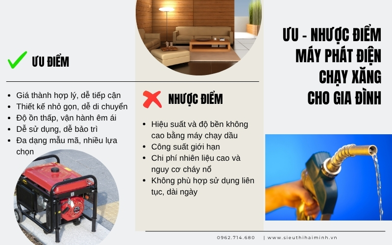 Ưu điểm của máy phát điện chạy xăng cho gia đình
