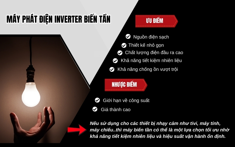 Ưu nhược điểm máy phát điện inverter biến tần
