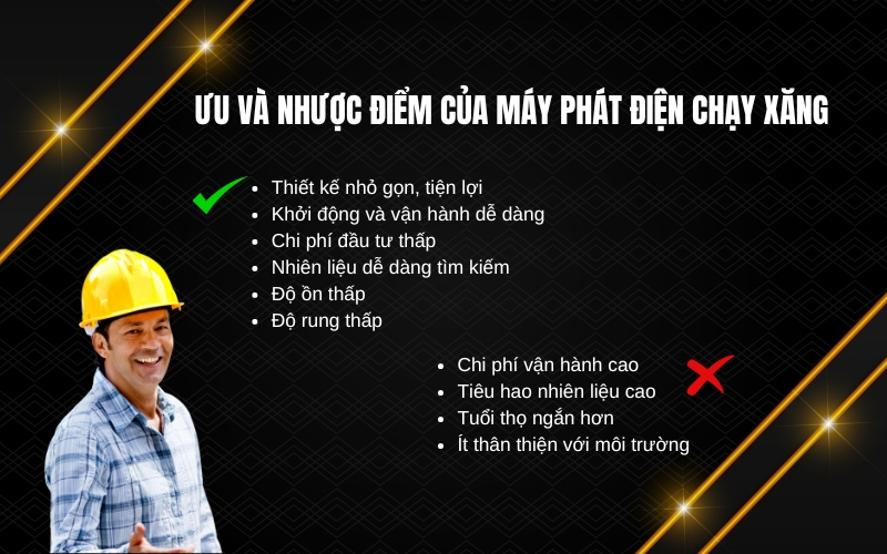 Ưu và nhược điểm của máy phát điện chạy xăng
