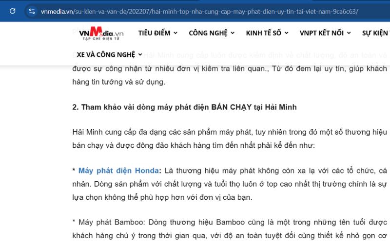 Vnmedia.vn - Sự đa dạng máy phát điện mà Hải Minh cung cấp